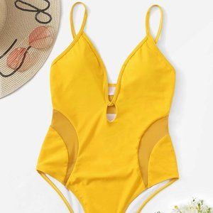 Mesh Panel One Piece Swimsuit NWOT
